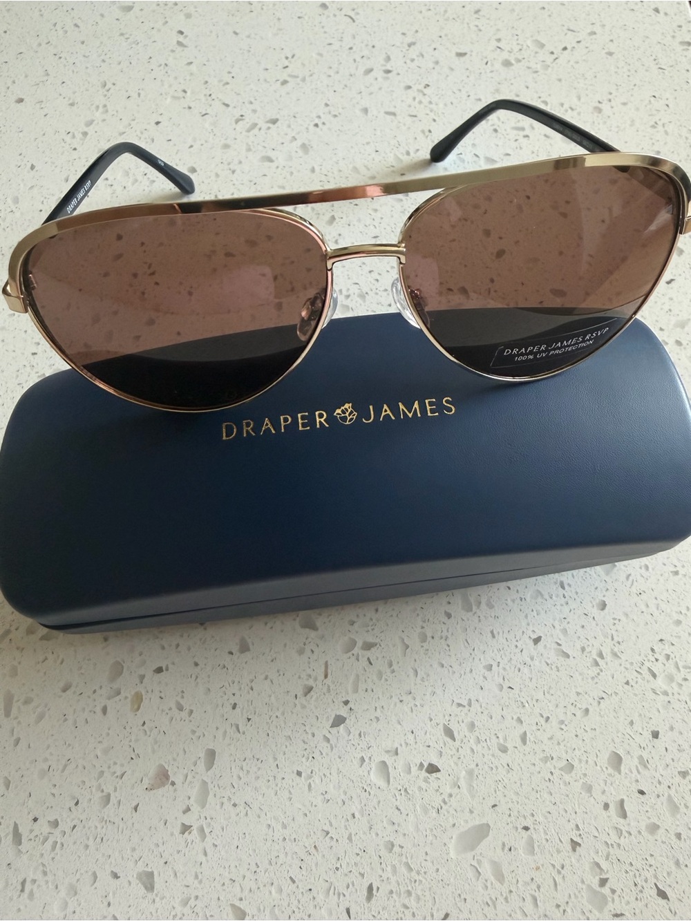 Draper James Gold Frame Sunglasses with Brown Lenses